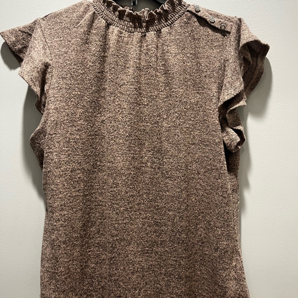 Adrienne Vittadini Heathered Brown Blouse